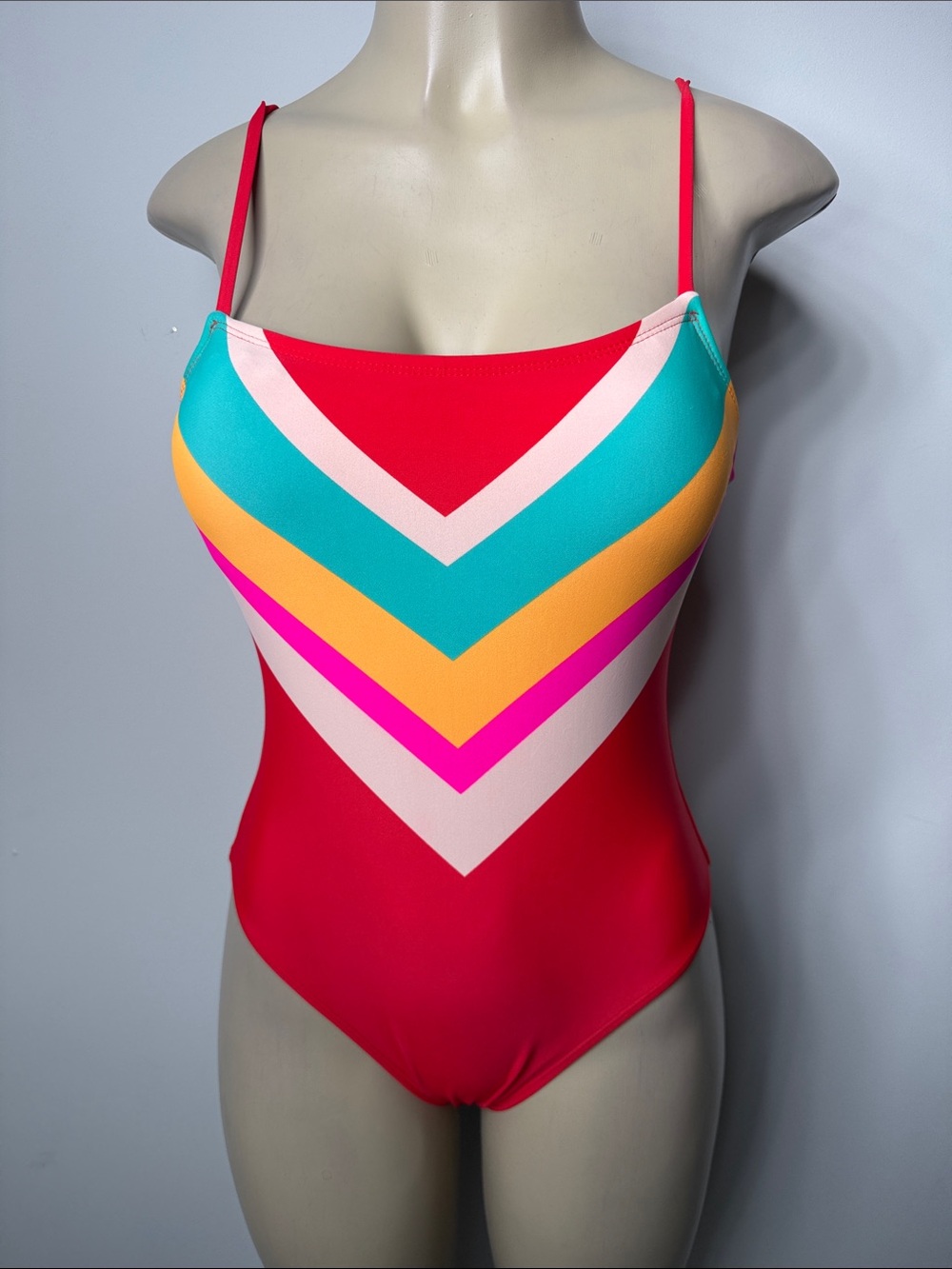 Xhilaration Red Chevron Stripe One-Piece Swimsuit